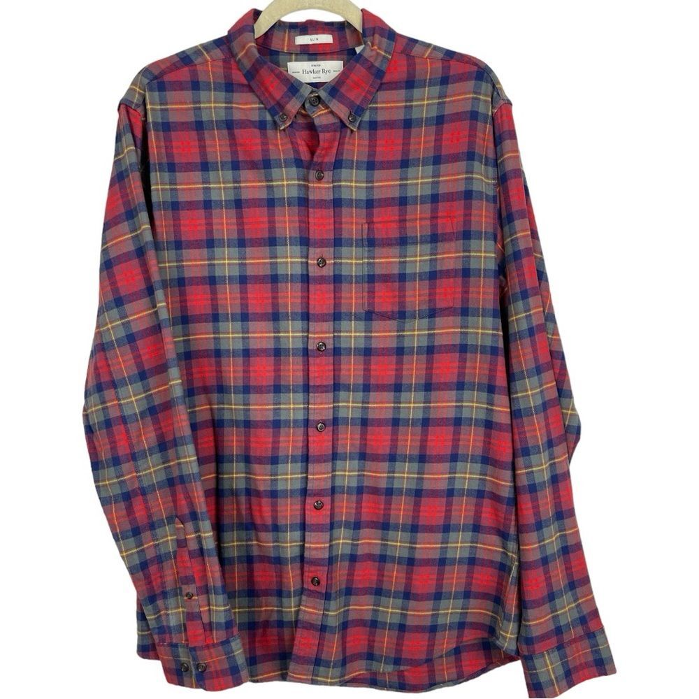 Hawker Rye men’s plaid long sleeve button down shirt size Large-Tall